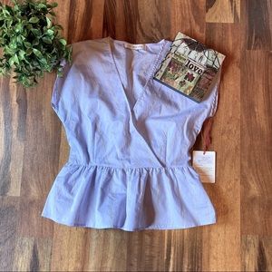 New the good Jane striped wrap front top size M